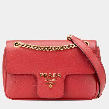 Pre Owned حقيبة كروس بودي سلسلة سافيانو حمراء من برادا