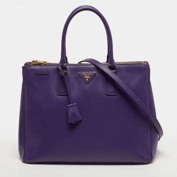 Pre Owned Prada Double Zip Large Saffiano Leather Tote