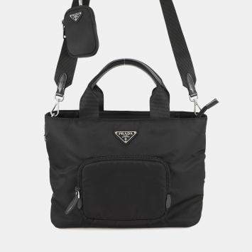 Pre Owned Prada 2Way Tote Bag Black Nylon