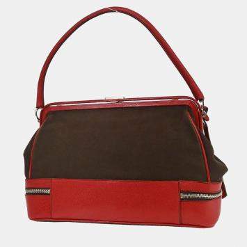 مملوكة مسبقًا Prada Brown/Red Canvas Leather Handbag
