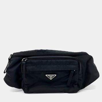 Pre Owned Prada Black Fabric belt bag