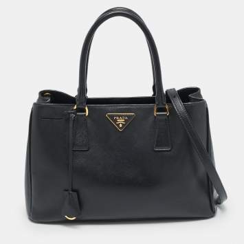 Pre Owned Prada Open Medium Black Saffiano Lux Leather Tote
