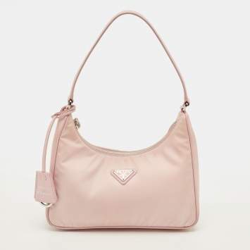 Pre Owned Prada Re-Edition 2005 Light Pink Nylon Shoulder Bag