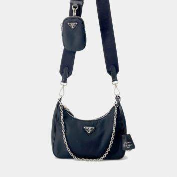 Pre Owned Prada Re-Edition 2005 Re-Nylon Shoulder Bag Black Nylon