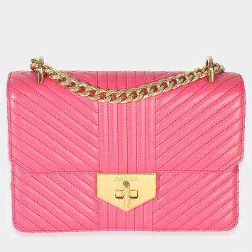 Pre Owned حقيبة برادا سلسلة برونزية وردية قفل عجلة جلد عجل