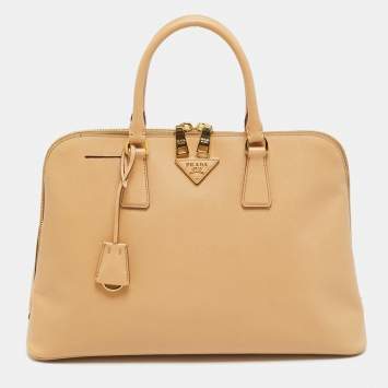 مملوكة مسبقًا حقيبة ساتشل برادا برومينيد جلد سافيانو لوكس بيج كبيرة