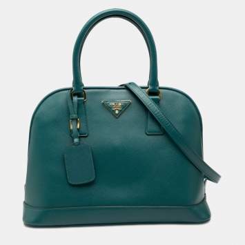 Pre Owned Prada Blue Medium Saffiano Lux Open Promenade Satchel