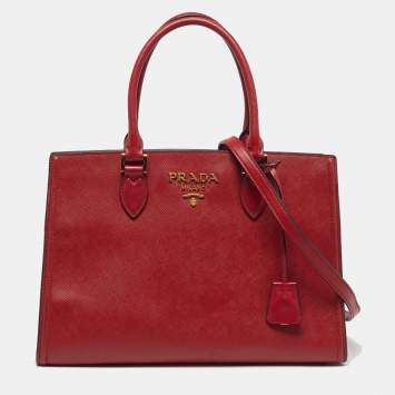مملوكة مسبقًا Prada Red Saffiano Lux Leather Tote