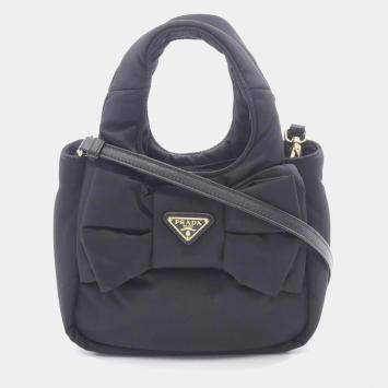 Pre Owned Prada Padded Re-Nylon Handbag Black