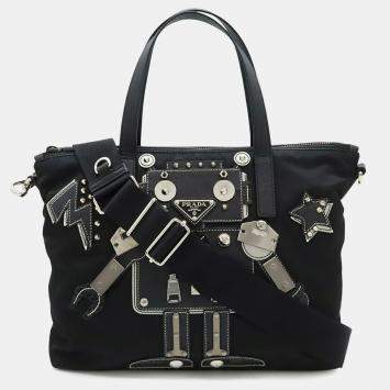 Pre Owned Prada Prada Robot Triangle Handbag Shoulder Bag Nylon Nero Black