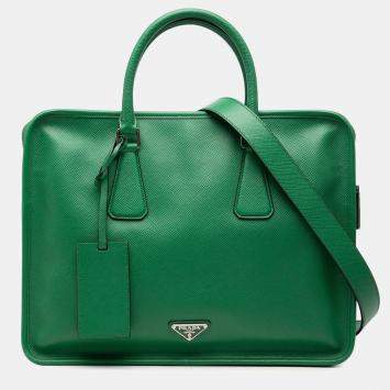مملوكة مسبقًا Prada Green Saffiano Travel Briefcase