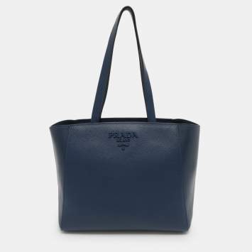 مملوكة مسبقًا Prada Blue Saffiano Cuir and Leather Tote