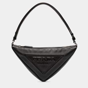 Pre Owned Prada Black Grace Lux Triangle Satchel