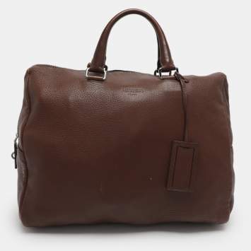 Pre Owned Prada Antique Brown Cervo Deerskin Leather Tote