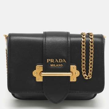 Pre Owned Prada Cahier Black Leather Belt Bags
