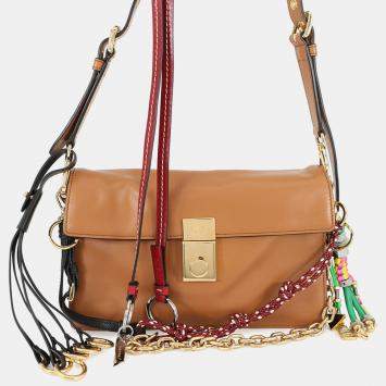 Pre Owned Prada 2024 Bag Charm Soft Sound Leather Shoulder Brown Leather Size Small