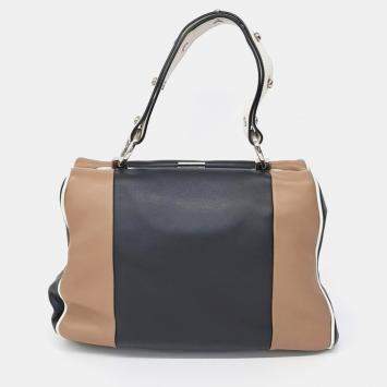 Pre Owned Prada Beige Black Bayadera Tote Bag
