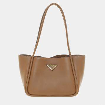 مملوكة مسبقًا Prada Brown Leather Soft Small Shopping Tote