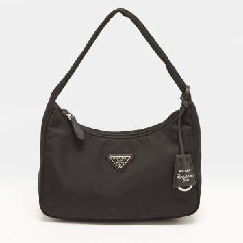 Pre Owned Prada Re-Edition 2000 Mini Black Nylon Shoulder Bag