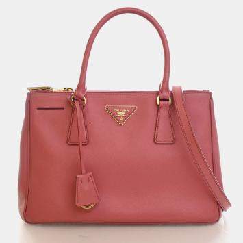 Pre Owned Prada Galleria Medium Pink Saffiano Leather Top Handle Bag