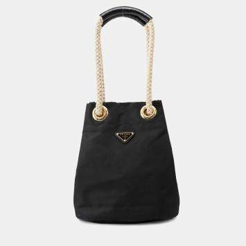 Pre Owned Prada Mariner Small Black Nylon Bucket Bag