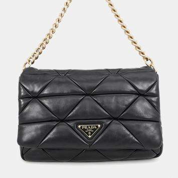 مملوكة مسبقًا Prada System Patchwork Black Leather Shoulder Bag