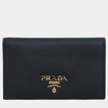 Pre Owned Prada Black Leather Bifold Wallet