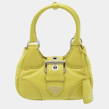 Pre Owned Prada Moon Citron Yellow Padded Nappa Leather Shoulder Bag