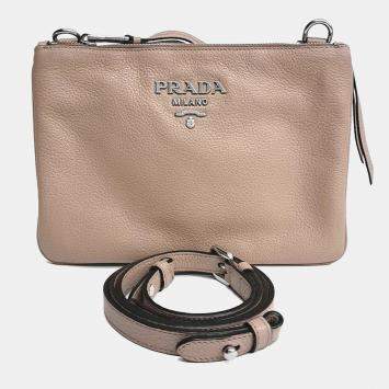 Pre Owned Prada Vitello Phoenix Double Zip Crossbody Bag (1BH046)