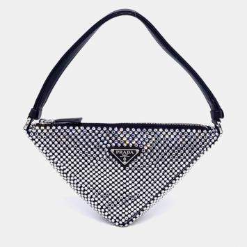 مملوكة مسبقًا Prada Black Crystals and Satin Pouch