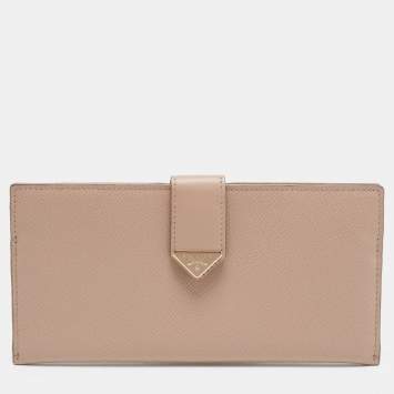 Pre Owned Prada Powder Pink Saffiano Leather Long Wallet