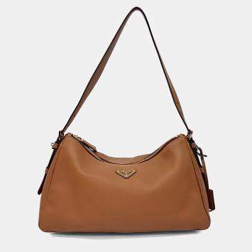 Pre Owned Prada Brown Amy Large Leather Shoulder Bag
