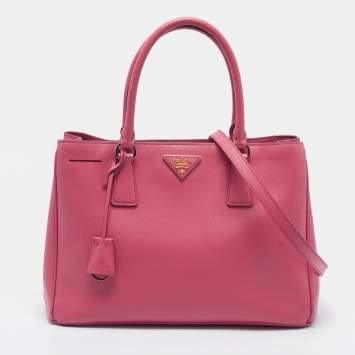 Pre Owned Prada Galleria Medium Pink Saffiano Leather Tote