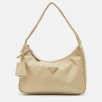 Pre Owned Prada Re-Edition 2000 Beige Re-Nylon Shoulder Bag