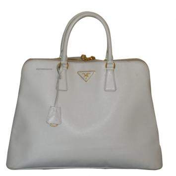 Pre Owned Prada Beige Saffiano Leather Tote Bag