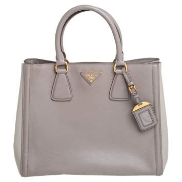 Pre Owned Prada Beige/Grey Saffiano Lux Leather Gardener Tote