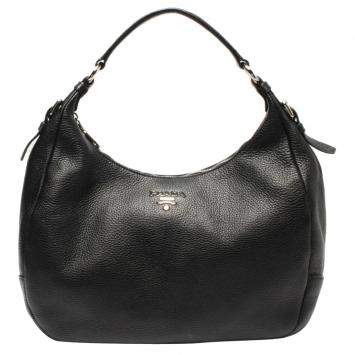 Pre Owned Prada Black Leather Vitello Daino Hobo Bag