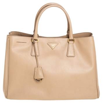 Pre Owned Prada Beige Saffiano Lux Leather Large Gardener's Tote