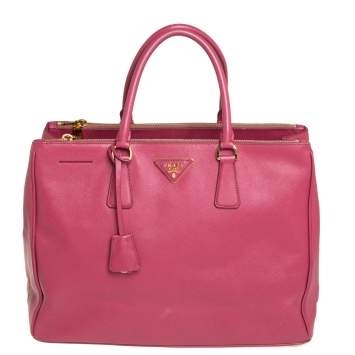 Pre Owned Prada Pink Saffiano Lux Leather Large Galleria Tote