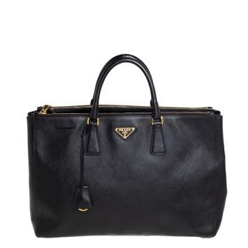 Pre Owned Prada Black Saffiano Lux Leather Large Galleria Tote