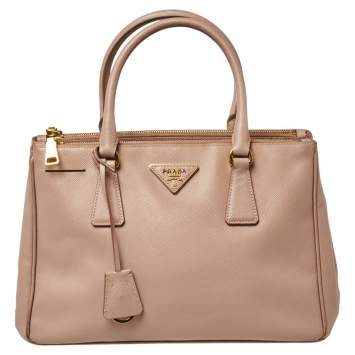 Pre Owned Prada Beige Saffiano Lux Leather Small Galleria Tote