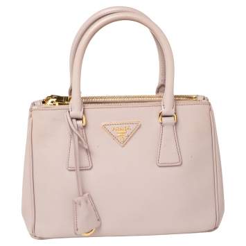 Pre Owned Prada Pink Saffiano Lux Leather Mini Galleria Tote