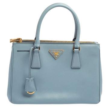 Pre Owned Prada Powder Blue Saffiano Lux Leather Small Galleria Tote