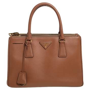 Pre Owned Prada Caramel Saffiano Lux Leather Small Galleria Tote