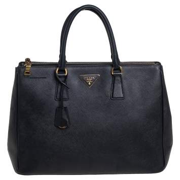 Pre Owned Prada Black Saffiano Lux Leather Large Galleria Tote