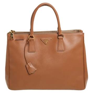 Pre Owned Prada Tan Saffiano Lux Leather Large Galleria Tote