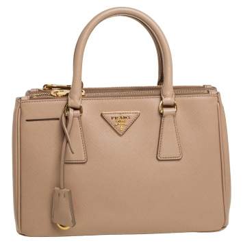 Pre Owned Prada Beige Saffiano Lux Leather Mini Galleria Tote