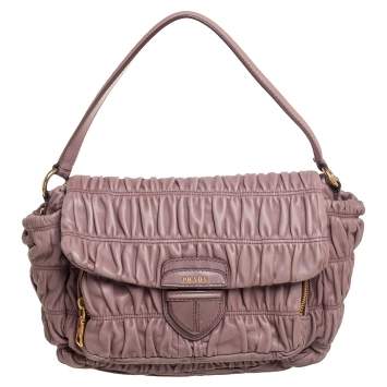 مملوكة مسبقًا Prada Old Rose Matelassé Leather Front Pocket Flap Hobo 