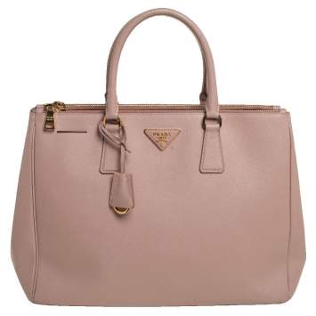 Pre Owned Prada Dusty Pink Saffiano Lux Leather Large Galleria Tote