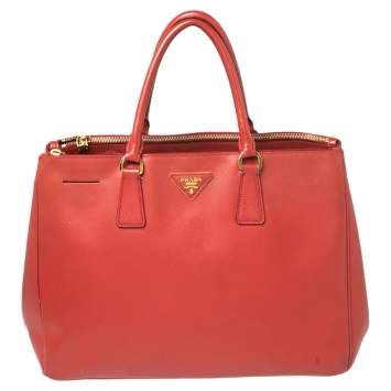 Pre Owned Prada Red Saffiano Lux Leather Large Galleria Tote
